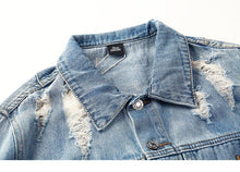 Load image into Gallery viewer, Vintage Denim Ripped  Gothic Embroidery Jacket