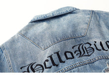Load image into Gallery viewer, Vintage Denim Ripped  Gothic Embroidery Jacket
