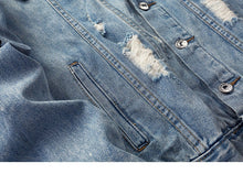 Load image into Gallery viewer, Vintage Denim Ripped  Gothic Embroidery Jacket