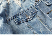 Load image into Gallery viewer, Vintage Denim Ripped  Gothic Embroidery Jacket