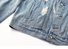 Load image into Gallery viewer, Vintage Denim Ripped  Gothic Embroidery Jacket