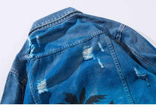 Load image into Gallery viewer, Vintage Denim beach Palm Trees Distressed Jacket
