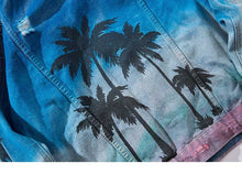 Load image into Gallery viewer, Vintage Denim beach Palm Trees Distressed Jacket