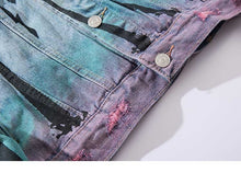 Load image into Gallery viewer, Vintage Denim beach Palm Trees Distressed Jacket