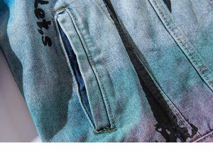 Vintage Denim beach Palm Trees Distressed Jacket