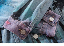 Load image into Gallery viewer, Vintage Denim beach Palm Trees Distressed Jacket