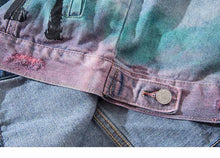 Load image into Gallery viewer, Vintage Denim beach Palm Trees Distressed Jacket