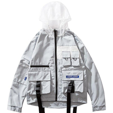 Multi Pocket Strapped Jacket Hoodie
