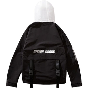 Multi Pocket Strapped Jacket Hoodie