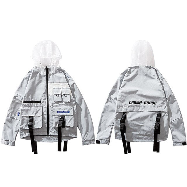 Multi Pocket Strapped Jacket Hoodie
