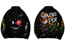 Load image into Gallery viewer, Graffiti Art Oversize Black Denim Jacket