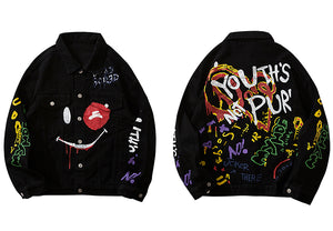 Graffiti Art Oversize Black Denim Jacket