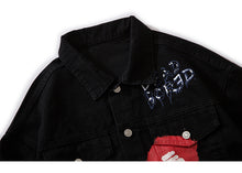 Load image into Gallery viewer, Graffiti Art Oversize Black Denim Jacket