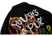 Load image into Gallery viewer, Graffiti Art Oversize Black Denim Jacket