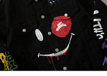 Load image into Gallery viewer, Graffiti Art Oversize Black Denim Jacket