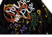 Load image into Gallery viewer, Graffiti Art Oversize Black Denim Jacket