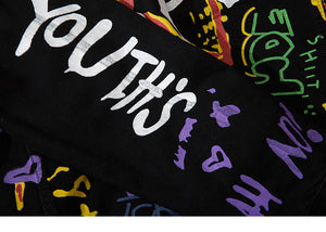 Graffiti Art Oversize Black Denim Jacket