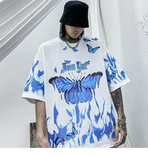 Load image into Gallery viewer, Oversized style Blue Flame Butterfly Boom Time T-shirt