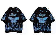 Load image into Gallery viewer, Oversized style Blue Flame Butterfly Boom Time T-shirt