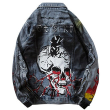 Load image into Gallery viewer, Let&#39;s Rock Skull Denim Jacket