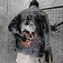 Load image into Gallery viewer, Let&#39;s Rock Skull Denim Jacket