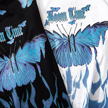 Load image into Gallery viewer, Oversized style Blue Flame Butterfly Boom Time T-shirt