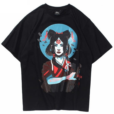 Ancient Chinese Girl Art Back Knot Tshirt