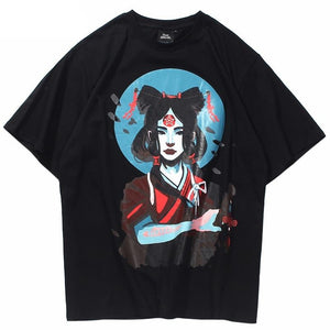 Ancient Chinese Girl Art Back Knot Tshirt