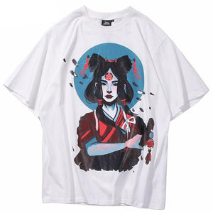 Ancient Chinese Girl Art Back Knot Tshirt