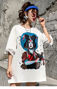 Ancient Chinese Girl Art Back Knot Tshirt