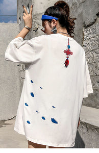 Ancient Chinese Girl Art Back Knot Tshirt