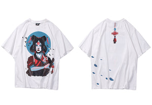 Ancient Chinese Girl Art Back Knot Tshirt