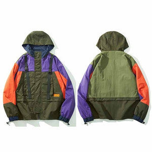 Vintage yellow patch style Hooded Windbreaker