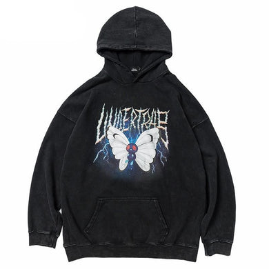 Vintage Lightning Butterfly washed Hoodie