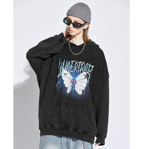 Vintage Lightning Butterfly washed Hoodie