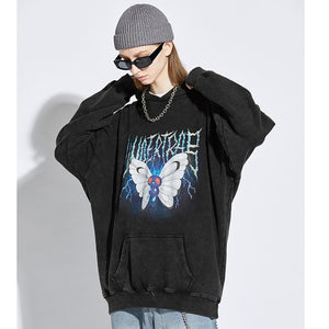 Vintage Lightning Butterfly washed Hoodie