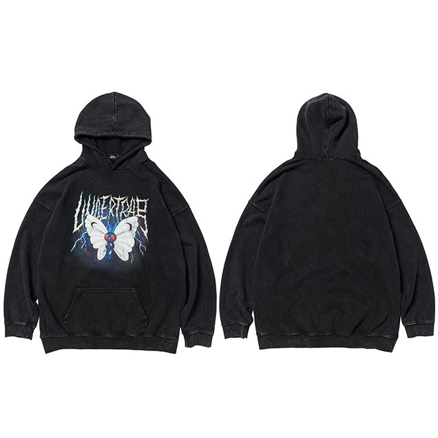 Vintage Lightning Butterfly washed Hoodie