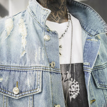 Load image into Gallery viewer, Vintage Denim Ripped  Gothic Embroidery Jacket