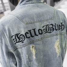 Load image into Gallery viewer, Vintage Denim Ripped  Gothic Embroidery Jacket