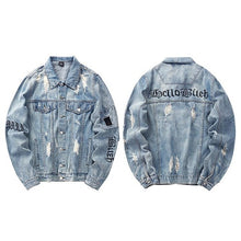 Load image into Gallery viewer, Vintage Denim Ripped  Gothic Embroidery Jacket