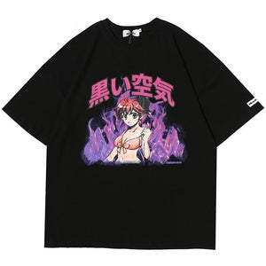Anime Flaming Hot Gitl T-shirt
