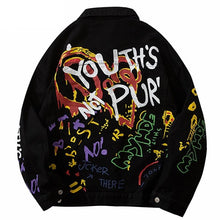 Load image into Gallery viewer, Graffiti Art Oversize Black Denim Jacket