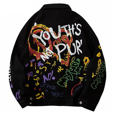 Graffiti Art Oversize Black Denim Jacket