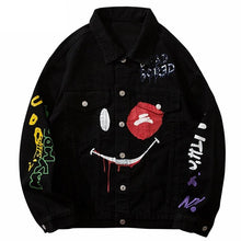 Load image into Gallery viewer, Graffiti Art Oversize Black Denim Jacket