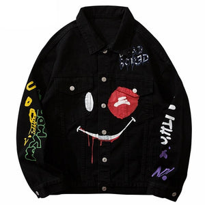 Graffiti Art Oversize Black Denim Jacket