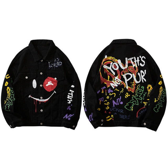 Graffiti Art Oversize Black Denim Jacket