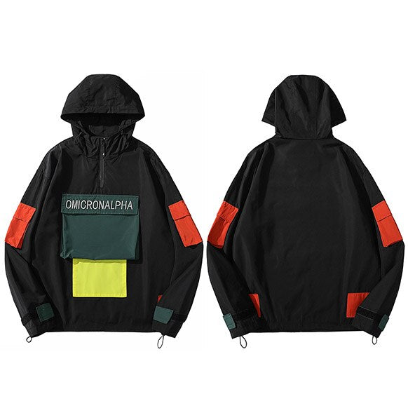 One Big pocket patched Retro Windbreaker