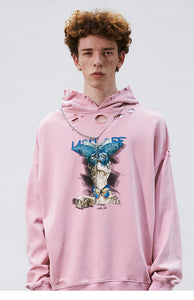 Butterfly Labl Off Distressed Hoodie