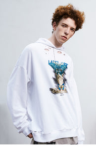 Butterfly Labl Off Distressed Hoodie