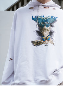 Butterfly Labl Off Distressed Hoodie